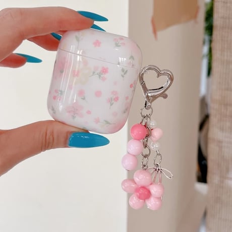 CUTECASE 草花柄 Airpods Pro3ケース 花キーホルダー Airpods 4/3カバーケース AirpodsPro2/1 かわいい モテアイテム CM6578
