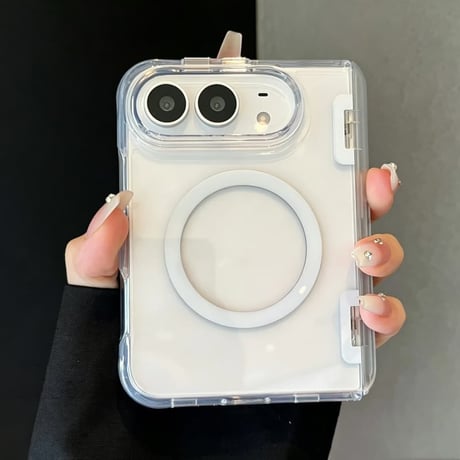 CUTECASE iPhone Duoケース スタンド機能付き MagSafe対応 クリア高透明 耐衝撃 ヒンジ保護 ハイブリッド構造 便利グッズCM6812