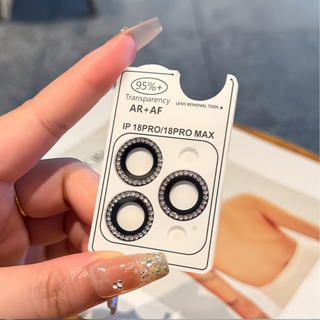 CUTECASEキラキラレンズカバー iPhone18ProMax/18Pro ラインストーン 17/17Pro/16proシリーズカメラレンズフィルム 取り外しツール付き CM6753