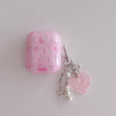 CUTECASEハート柄 Airpods Pro3ケース ピンクカラー Airpods4/3カバー pro2/pro1 甘めコーデ リング/キーホルダー CM6557