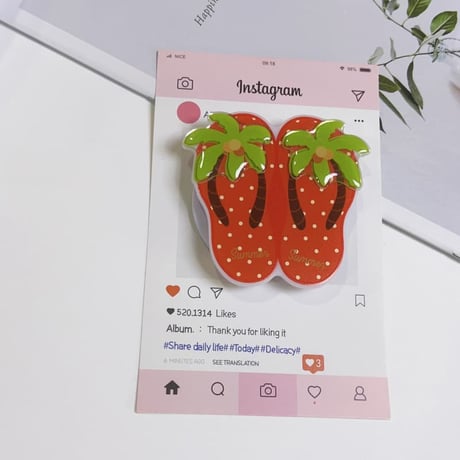 CUTECASE サンダル スマホリング マグネット式 ハート磁石グリップスタンド 耐久性あり ギフトに最適 韓国っぽ CM6569