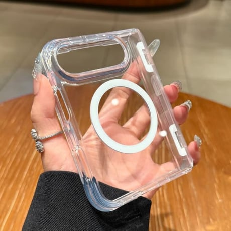 CUTECASE スタンド機能付き iPhone Duoケース MagSafe対応 クリア高透明 耐衝撃 ヒンジ保護 ハイブリッド構造 黄ばみにくいCM6858