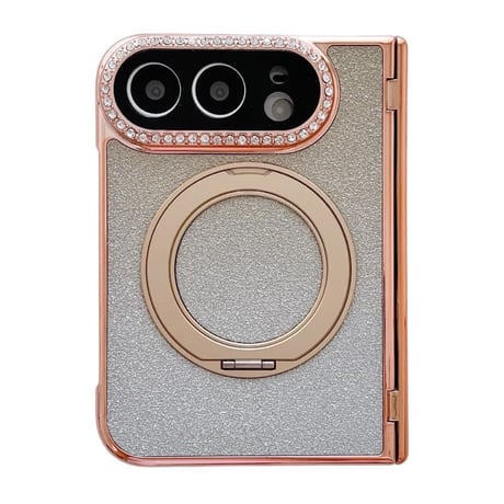 CUTECASE iPhone Duoケース MagSafe対応リングスタンド キラキラ グリッター 画面保護フィルム付 ダイヤカメラカバー ヒンジ保護 CM6860