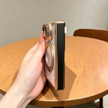 CUTECASE iPhone Duo専用ケース 強化ガラスフィルム一体型 360°回転リングスタンド付き ヒンジ保護 MagSafe対応 メッキ 高透明 耐衝撃 黄ばみにくい CM6845