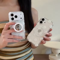 CUTECASE ミラーグリップ付 iPhone17pro/17ケース 水玉模様 iPhone16/15pro/17promaxケース 日常/旅行に合う 便利実用CM6551