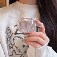 CUTECASE Airpods 5ケース オーロラクリア リボン柄 Airpodspro3/2/カバー 大人可愛い Airpods4/3 ラメ入り・リング付きCM6842
