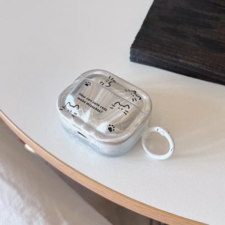 CUTECASE Airpods 5ケース オーロラ 猫柄 Airpodspro3/2/カバー 大人可愛い Airpods4/3 カラビナ付き かわいいCM6844