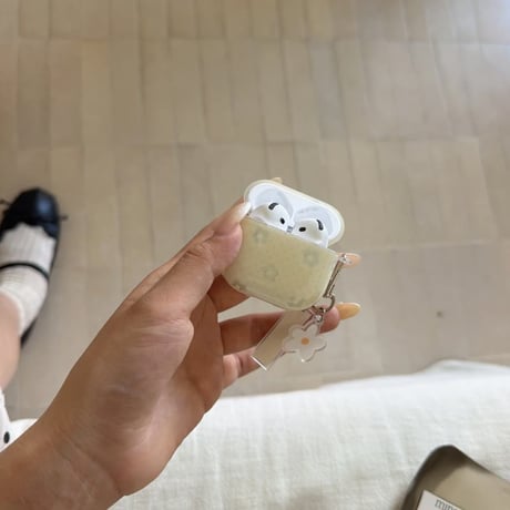 CUTECASE 淡色系花柄 Airpods Pro3ケース 韓国風 Airpods4/3カバー pro2/pro1 リング/花キーホルダー かわいいCM6544