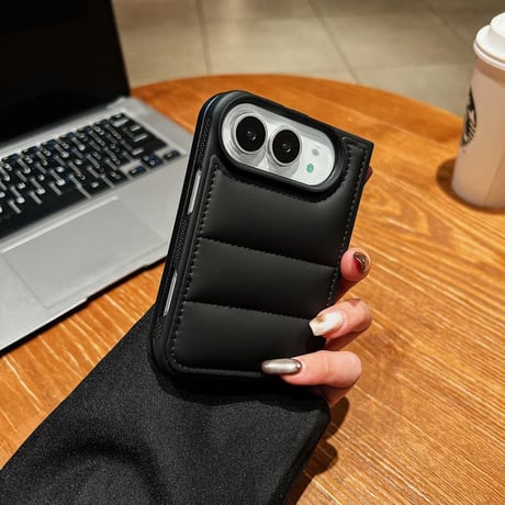 CUTECASE iPhone Duo専用ケース パッファーデザイン プレミアムスマホケース | ダウンジャケット風 ぷっくり質感 モノトーン トレンド CM6811
