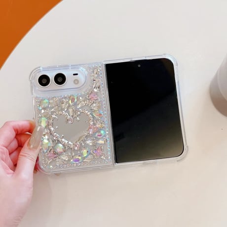 CUTECASE iPhone Duoケース ハートミラー＆煌めきビジュー 輝くキラキラ 奢華 映えアイテム おしゃれ CM6872