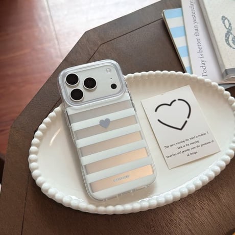 CUTECASE ハート柄と縞模様 iPhone17Promaxケース ストラップ iPhone16/15pro/17promaxケース 日常/旅行に合う 女子力高いCM6547