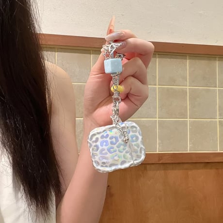 CUTECASE ヒョウ柄 Airpods Pro3ケース 艶感 Airpods4/3カバー pro2/Pro1ケース 可愛いキーホルダー うねうねCM6549