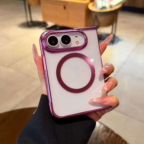 CUTECASE iPhone Duo専用ケース MagSafe対応 クリア背面×メッキフレーム 高透明 薄型軽量 高級感 黄ばみにくい CM6846