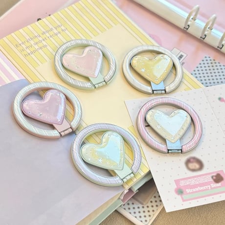 CUTECASE便利可愛い スマホリング マグネット式 ハート磁石グリップスタンド 耐久性あり ギフトに最適 韓国っぽ CM6565