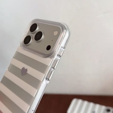 CUTECASE ハート柄と縞模様 iPhone17Promaxケース ストラップ iPhone16/15pro/17promaxケース 日常/旅行に合う 女子力高いCM6547