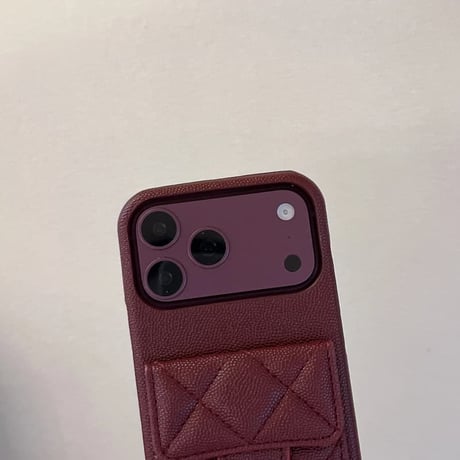 CUTECASE カード収納＆スタント機能 iPhone18Pro/18ProMaxケース レザー調 キルティング iPhone17/16Pro/15カバー ショルダーストラップ付きCM6794