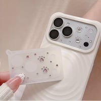 CUTECASE ビジュー猫の肉球iPhone18ProMax カメラ保護カバー 小粒のストーン  iPhone18Pro/ iPhone17Pro キラキラ 可愛すぎCM6894