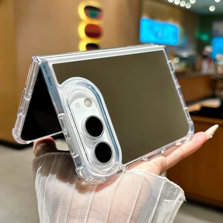 CUTECASE iPhone Duo専用ケース ミラー付き 四隅耐衝撃 カメラ周り保護 艶感 傷防止 メイク直しに便利CM6810