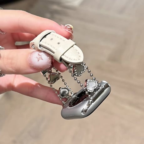 ハートモチーフ レザー調 AppleWatchバンド 高級感高品質 AppleWatchベルト Series 12/11/10/9/8 SE Ultra4/3 上品エレガントCM6855