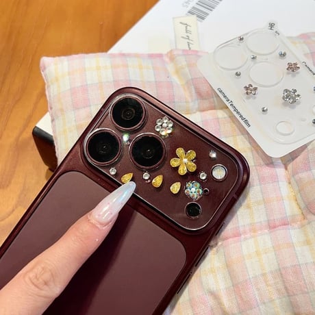 CUTECASE ダイヤ花 iPhone18Pro/18ProMax ラインストーン キラキラ カメラ保護カバー iPhone17ProMax/17Pro 大人可愛い 華やかCM6785