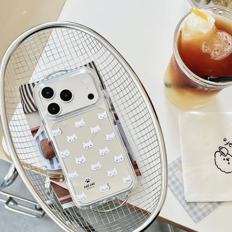 CUTECASE ネコちゃんミラーiPhone17Promaxケース丈夫 iPhone16Pro/15Pro/14ケース シンプル シック CM6589