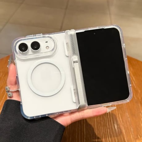 CUTECASE スタンド機能付き iPhone Duoケース MagSafe対応 クリア高透明 耐衝撃 ヒンジ保護 ハイブリッド構造 黄ばみにくいCM6858