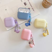 CUTECASE シリコン AirpodsPro3ケース ハートキーホルダー付 Airpods4/3カバー pro2/Pro1ケース 充電口カバー付 可愛い 指紋防止CM6586
