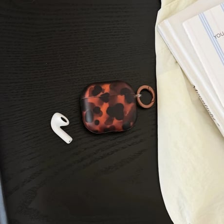 CUTECASE Airpods 5ケース 透け感ブラックブラウン×アンバー Airpodspro3/2/カバー Airpods4/3 リング付き おしゃれCM6762