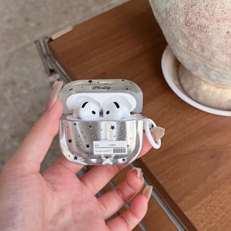 CUTECASE Airpods 5ケース オーロラクリア 星柄 Airpodspro3/2/カバー 大人可愛い Airpods4/3 ラメ入り・リング付きCM6863
