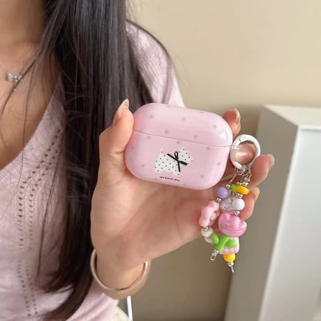 CUTECASE ピンク Airpods Pro3ケース かわいいわんちゃん Airpods4/3カバー pro2/pro1 リング/キーホルダー CM6553