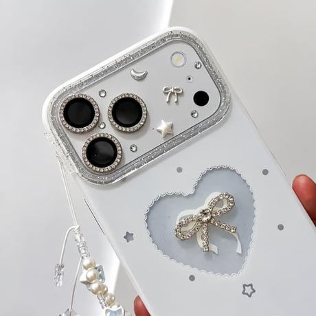 CUTECASE iPhone18Pro/18ProMax リボン 月 星 カメラ保護カバー iPhone17ProMax iPhone17Pro ソフトフイルム 可愛い 使いやすいCM6767