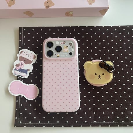 CUTECASE熊ちゃんグリップ iPhone17pro/17ケース MagSafe対応 iPhone16/15promaxケース 可愛い 便利品CM6613