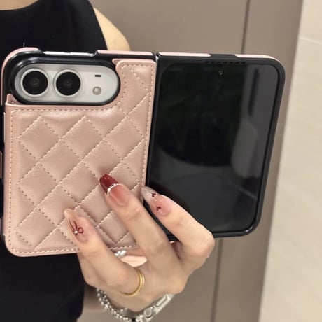 CUTECASE iPhone Duo専用ケース キルティング手帳型 レザー製調 カードポケット・クリア窓付き 菱形 便利 CM6848