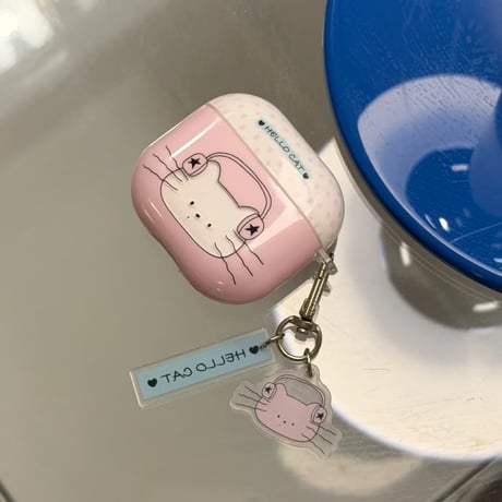 CUTECASE キュート猫ちゃん AirpodsPro3ケース ピンク Airpods4/3カバー AirpodsPro第2/1世代 キーホルダー付き 可愛いCM6621