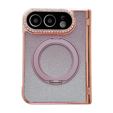 CUTECASE iPhone Duoケース MagSafe対応リングスタンド キラキラ グリッター 画面保護フィルム付 ダイヤカメラカバー ヒンジ保護 CM6860