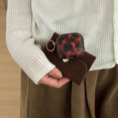 CUTECASE Airpods 5ケース 透け感ブラックブラウン×アンバー Airpodspro3/2/カバー Airpods4/3 リング付き おしゃれCM6762