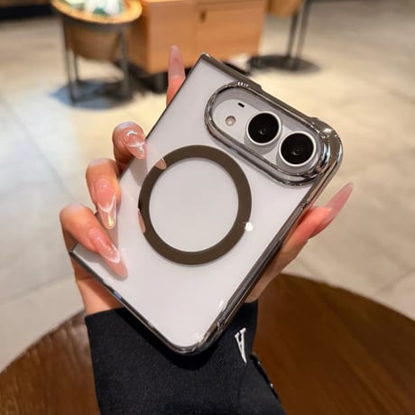 CUTECASE iPhone Duo専用ケース MagSafe対応 クリア背面×メッキフレーム 高透明 薄型軽量 高級感 黄ばみにくい CM6846