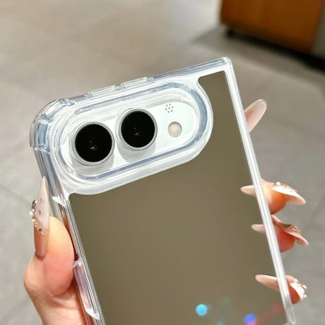 CUTECASE iPhone Duo専用ケース ミラー付き 四隅耐衝撃 カメラ周り保護 艶感 傷防止 メイク直しに便利CM6810