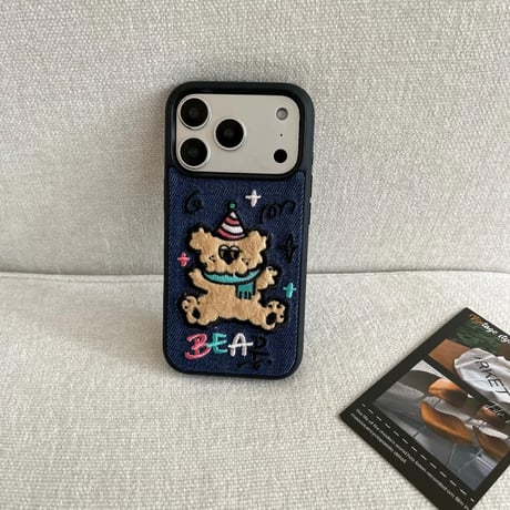 CUTECASE 立体刺繍×デニム iPhone18Pro/18ProMax アニマル iPhone17/16/15カバー レトロ可愛い 高級感 耐衝撃CM6828