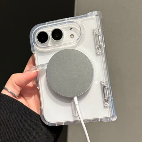 CUTECASE iPhone duo 対応 クリアケース MagSafe対応 ヒンジ保護 耐衝撃 黄変防止 マグネット搭載 高透明感 CM6834