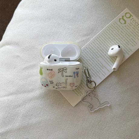CUTECASE ネコちゃん Airpods Pro3ケース かわいい Airpods4/3カバー pro2/pro1 リング/猫キーホルダー 丈夫CM6545