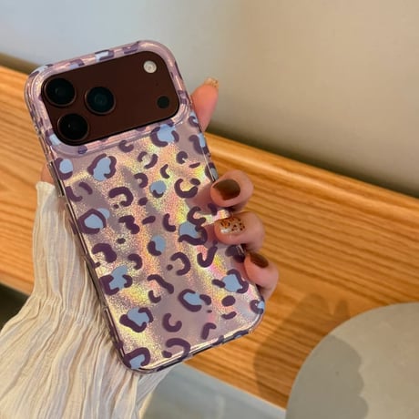 CUTECASE オーロラヒョウ柄 iPhone18Proケース キラキラ感 iPhone18ProMax/17Pro/16Promaxカバー フラワーハンドストラップ CM6899