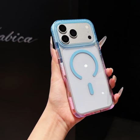 CUTECASE MagSafe対応iPhone17Promaxケースカラーライン 透明17ProMax/ iPhone16/15proケース 滑り止め加工 頑丈CM6633