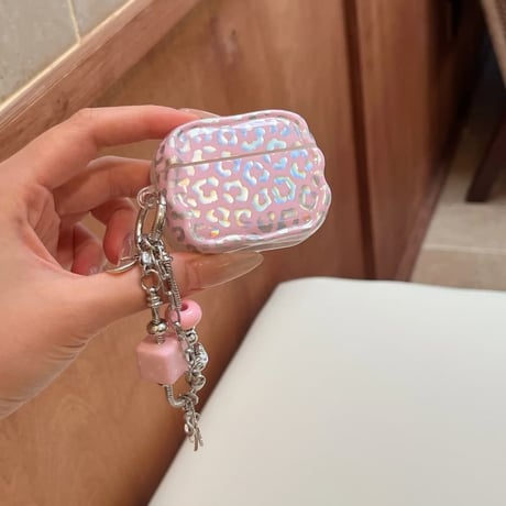 CUTECASE ヒョウ柄 Airpods Pro3ケース 艶感 Airpods4/3カバー pro2/Pro1ケース 可愛いキーホルダー うねうねCM6549