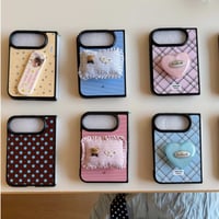 CUTECASE iPhone Duo 専用ケース 水玉ドット チェック 星柄 ハート/枕グリップ付き 韓国っぽ 大人可愛い 耐久性あるCM6839