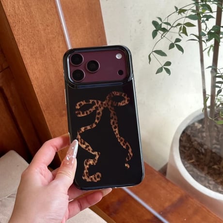 CUTECASE ヒョウ柄 リボン iPhone18Pro/18ProMaxケース 大人可愛い レオパード iPhone17/16/15カバー 光沢 トレンド感CM6813