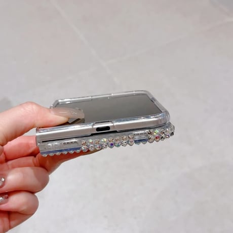 CUTECASE iPhone Duo専用ケース キラキラ ラインストーン 立体ハート 贅沢 クリアフレーム 豪華 ギフトにおすすめCM6847