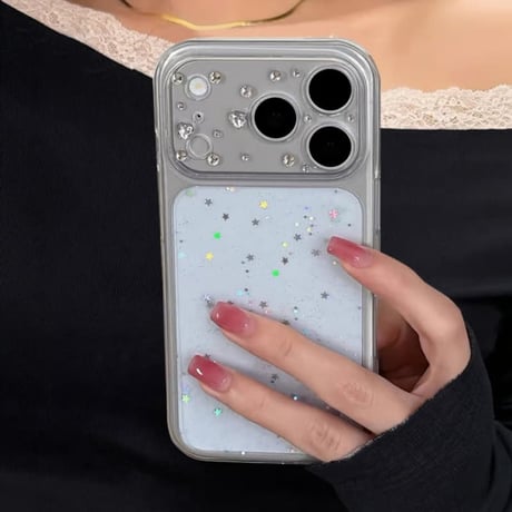 CUTECASE ラインストーンとハート型ビジューカメラカバー iPhone18Pro/17Proケース キラキラグリッター iPhone17/16/15ProMaxケース 透明ソフトCM6800