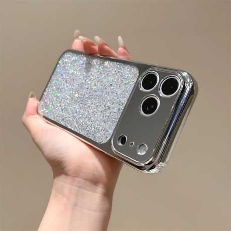 CUTECASE メッキミラー iPhone17Pro/7ケース ラメ入り iPhone16ProMax/15Pro/14ケース キラキラ 便利CM6552