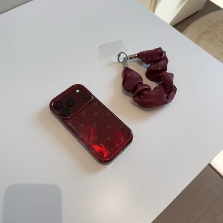 CUTECASE リボン柄 iPhone18Pro/17ケース 艶カラー iPhone17Pro/16/15ProMaxカバー オーガンジーストラップCM6763